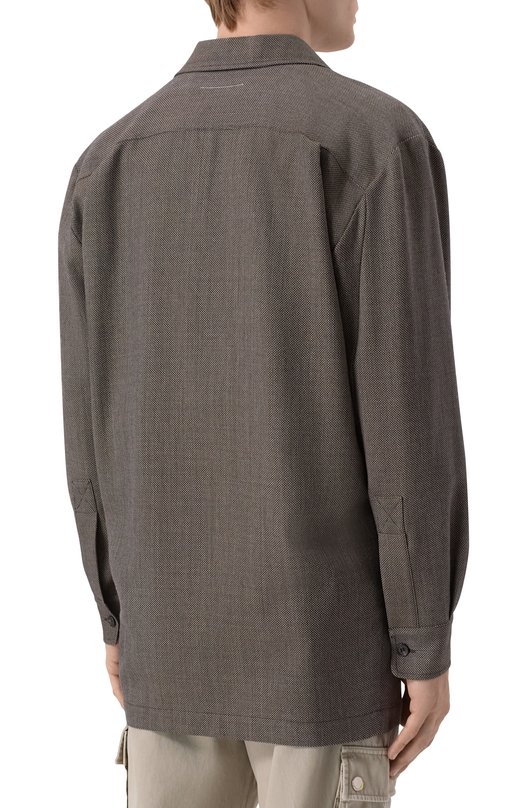 Шерстяная рубашка MM6 S62DA0064/M35636 Бежевый  S62DA0064/M35636 Фото 4