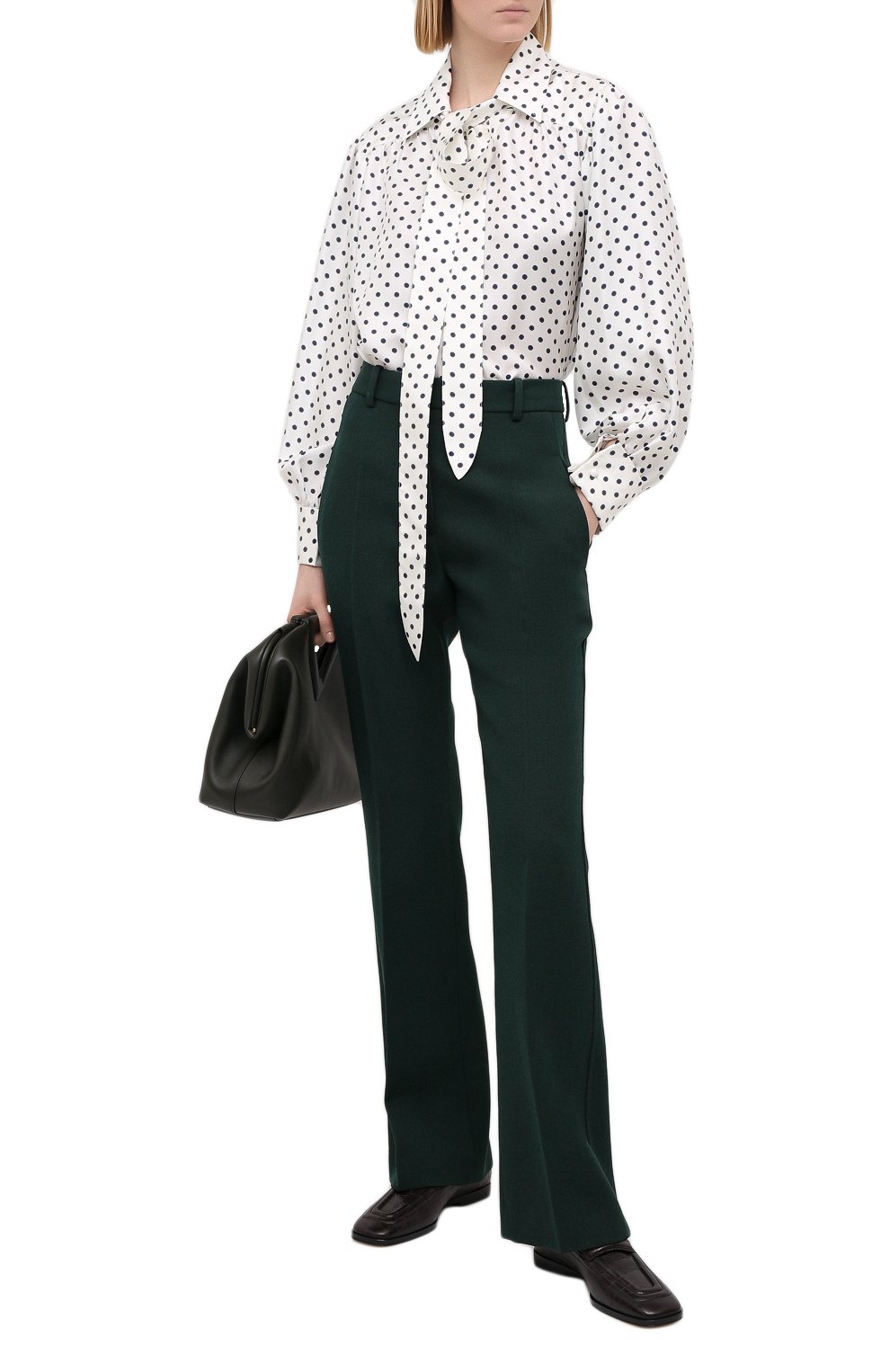 Шелковая блузка LANVIN черно-белого цвета по цене 134000 руб., арт. RW-T0601I-4839-P21, фото 2 Шелковая блузка LANVIN, арт. RW-T0601I-4839-P21, фото 2