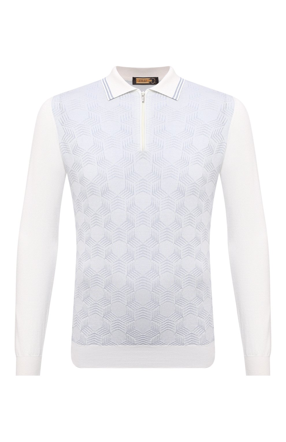 Поло из шелка и хлопка ZILLI белого цвета по цене 124500 руб., арт. MBV-PZ072-NECL1/ML01, фото 1 Поло из шелка и хлопка ZILLI, арт. MBV-PZ072-NECL1/ML01, фото 1