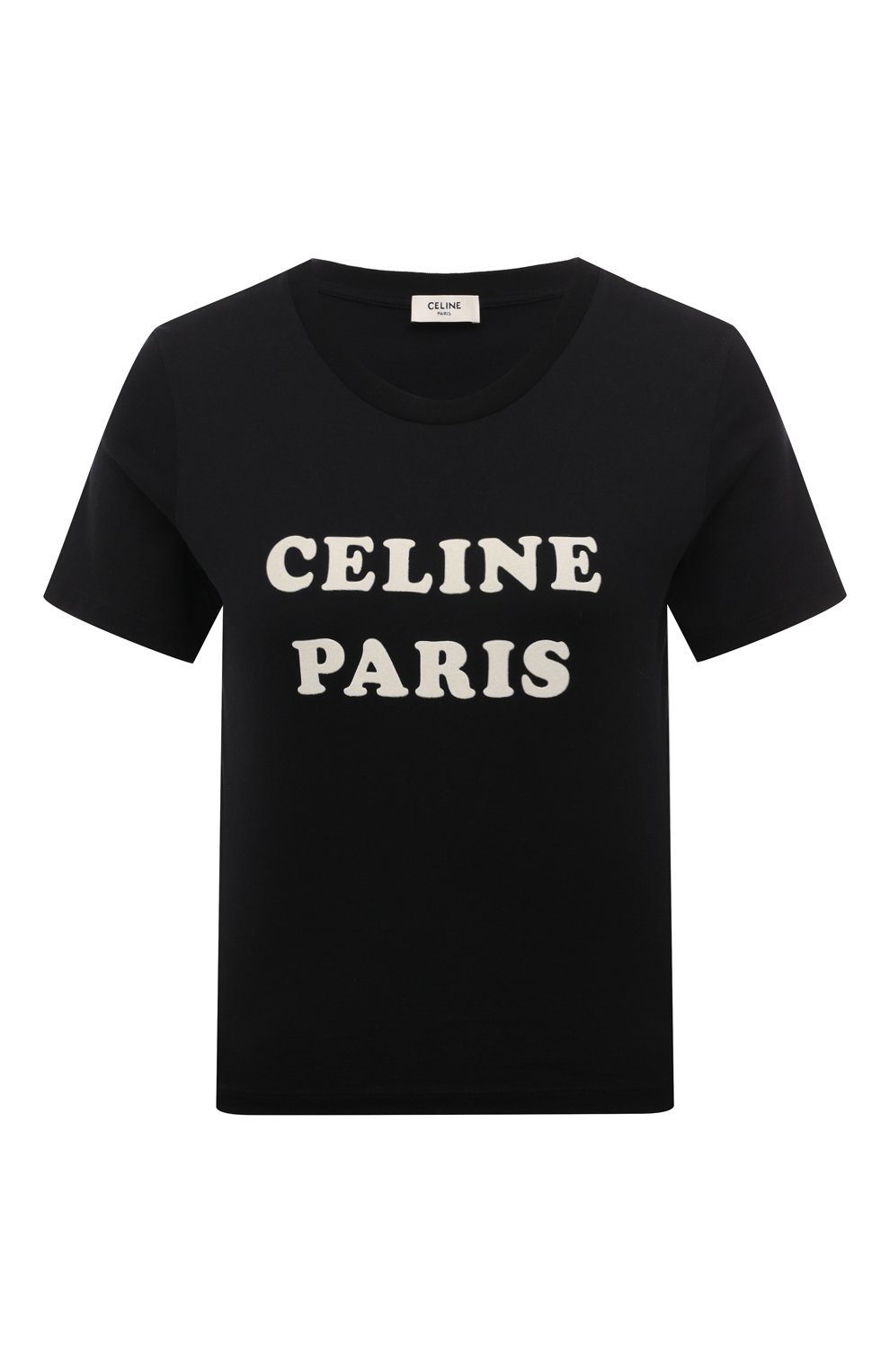 Хлопковая футболка CELINE черного цвета по цене 68950 руб., арт. 2X885/671Q, фото 1 Хлопковая футболка CELINE, арт. 2X885/671Q, фото 1