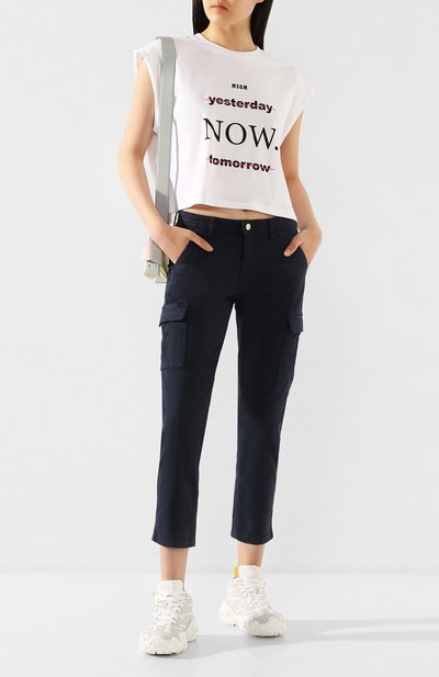 Хлопковый топ MSGM белого цвета по цене 7980 руб., арт. 2845MDM08 207228, фото 2 Хлопковый топ MSGM, арт. 2845MDM08 207228, фото 2