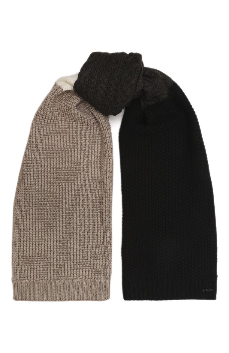 Детский комплект из шапки и шарфа EMPORIO ARMANI черного цвета, арт. 407526/3F488 | Фото 4 (Материал сплава: Проставлено; Материал: Синтетический материал, Текстиль, Шерсть; Нос: Не проставлено)