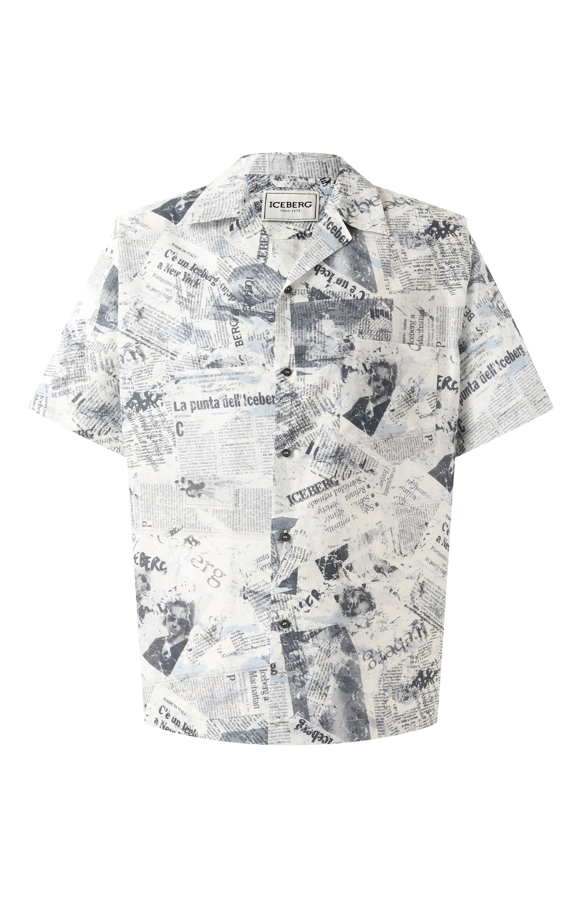 Рубашка изо льна и хлопка ICEBERG голубого цвета по цене 33900 руб., арт. G060/3603, фото 1 Рубашка изо льна и хлопка ICEBERG, арт. G060/3603, фото 1