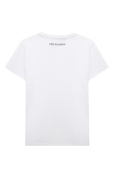 Детская хлопковая футболка TRUSSARDI JUNIOR белого цвета, арт. TBP23008TS | Фото 2 (Материал внешний: Хлопок; Рукава: Короткие; Мальчики Кросс-КТ: Футболка-одежда; Материал сплава: Проставлено; Драгоценные камни: Проставлено)
