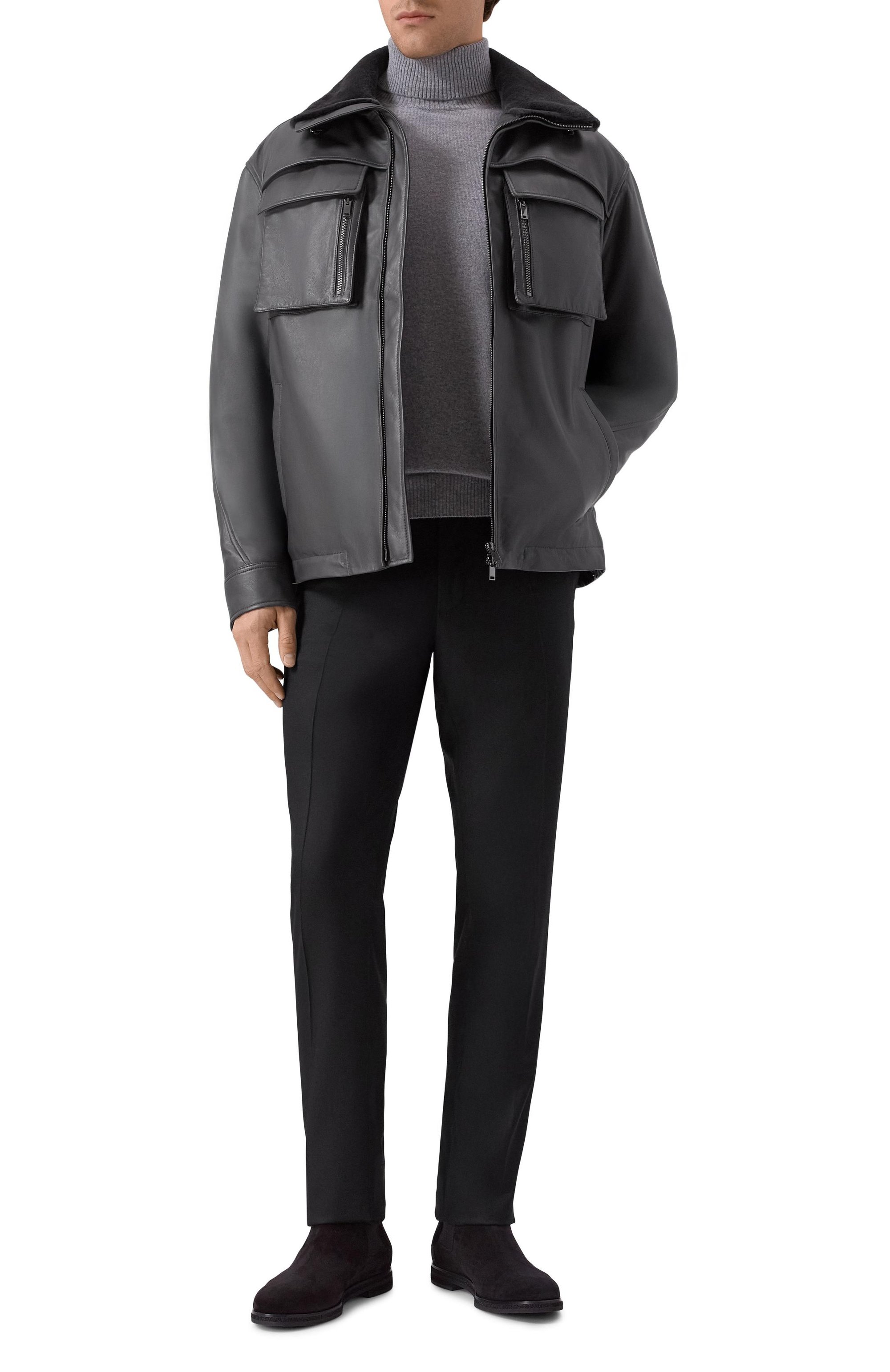 Кожаная куртка с воротником из норки MVST, арт. M25.1PM.0011/BIG SIZE/ANTRA, фото 2