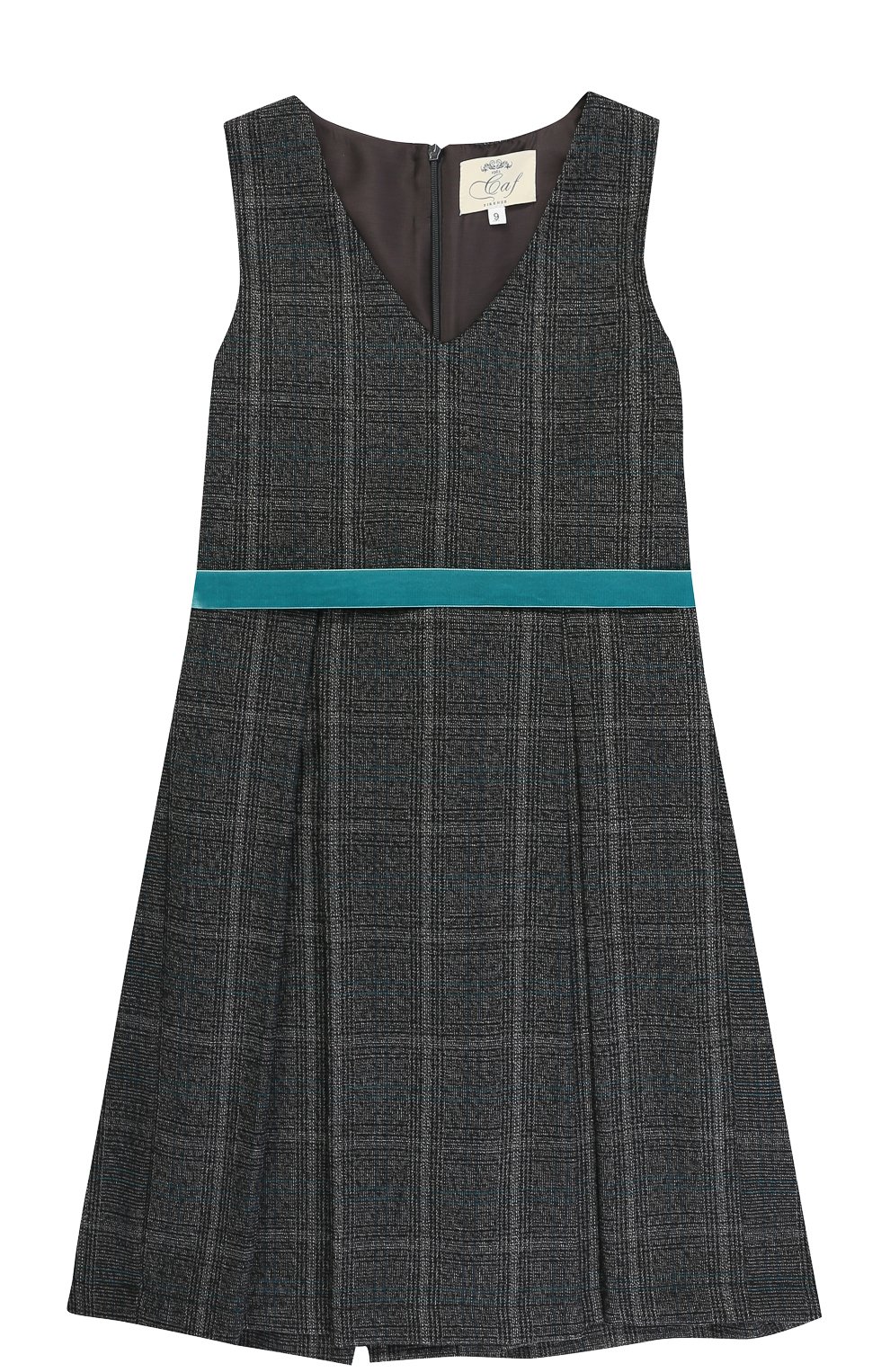 Шерстяное платье в клетку с защипами и поясом CAF, арт. 309-SP/CINTURA BLU C0ME QUADRETT0/6A-8A, фото 1