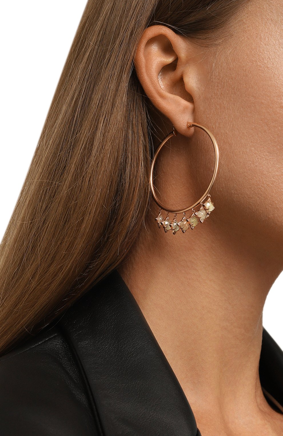 Серьги the rose MOONKA светло-зеленого цвета по цене 44900 руб., арт. tr-kon-prn, фото 2 Серьги the rose MOONKA, арт. tr-kon-prn, фото 2