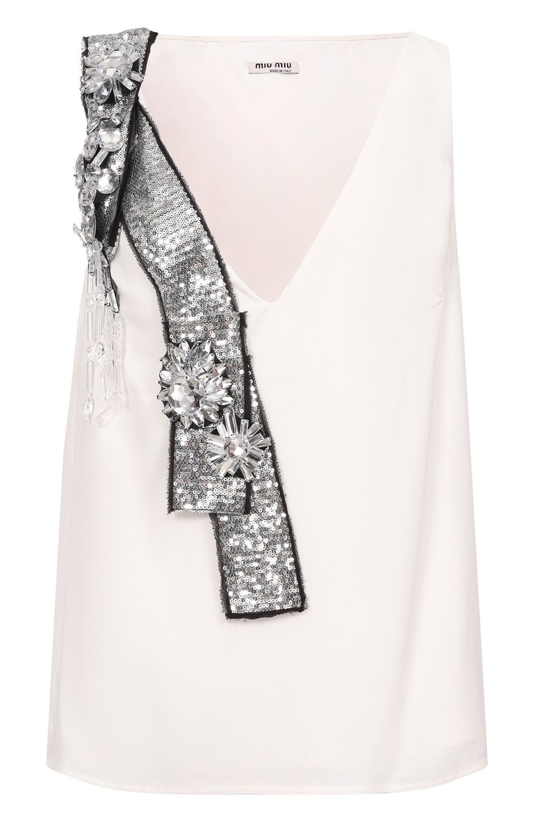 Топ с отделкой пайетками MIU MIU, арт. MT1466-1UCT-F0K74, фото 1