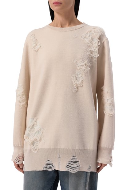 Пуловер MM6 кремового цвета по цене 99050 руб., арт. S52HL0046/M13131, фото 3 Пуловер MM6, арт. S52HL0046/M13131, фото 3