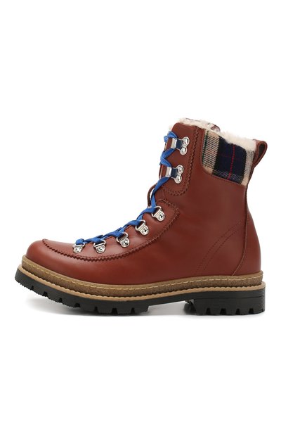 Кожаные ботинки с меховой отделкой DSQUARED2 коричневого цвета по цене 35250 руб., арт. 62442/28-35, фото 2 Кожаные ботинки с меховой отделкой DSQUARED2, арт. 62442/28-35, фото 2