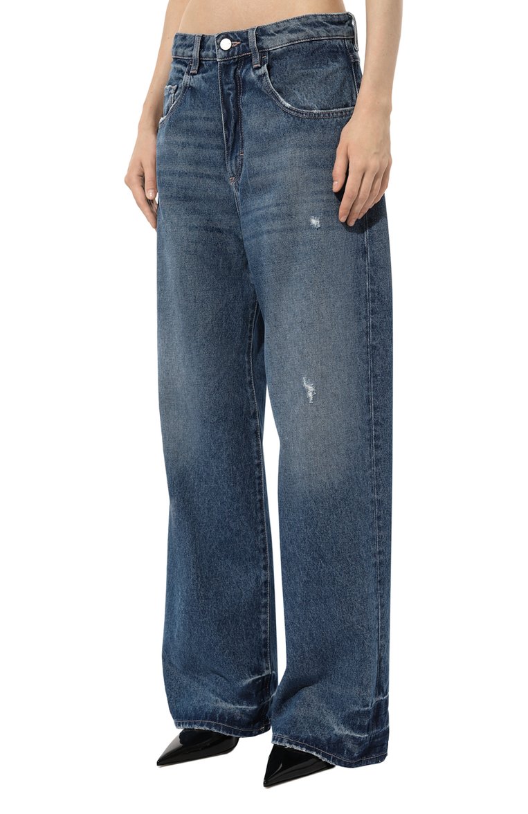 Женские джинсы ICON DENIM LA синего цвета, арт. P0PPY EC0 | Фото 3 (Длина (брюки, джинсы): Стандартные; Материал внешний: Хлопок, Деним; Стили: К�эжуэл; Силуэт Ж (брюки и джинсы): Широкие; Кросс-КТ: Деним; Детали: Делаве)