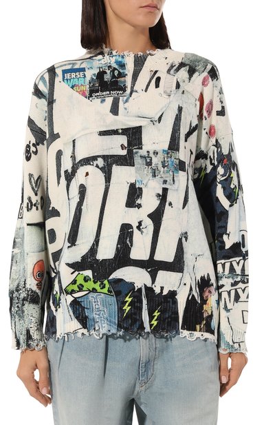 Хлопковый пуловер R13 разноцветного цвета по цене 57400 руб., арт. R13WY009-Y080B, фото 3 Хлопковый пуловер R13, арт. R13WY009-Y080B, фото 3