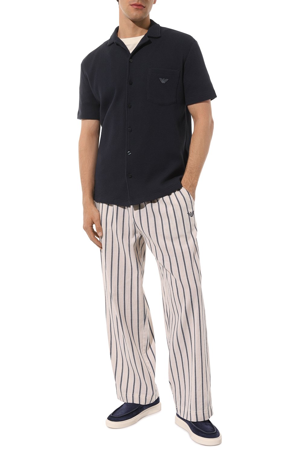 Брюки из хлопка и льна EMPORIO ARMANI бежевого цвета по цене 16000 руб., арт. 211879/4R465, фото 2 Брюки из хлопка и льна EMPORIO ARMANI, арт. 211879/4R465, фото 2