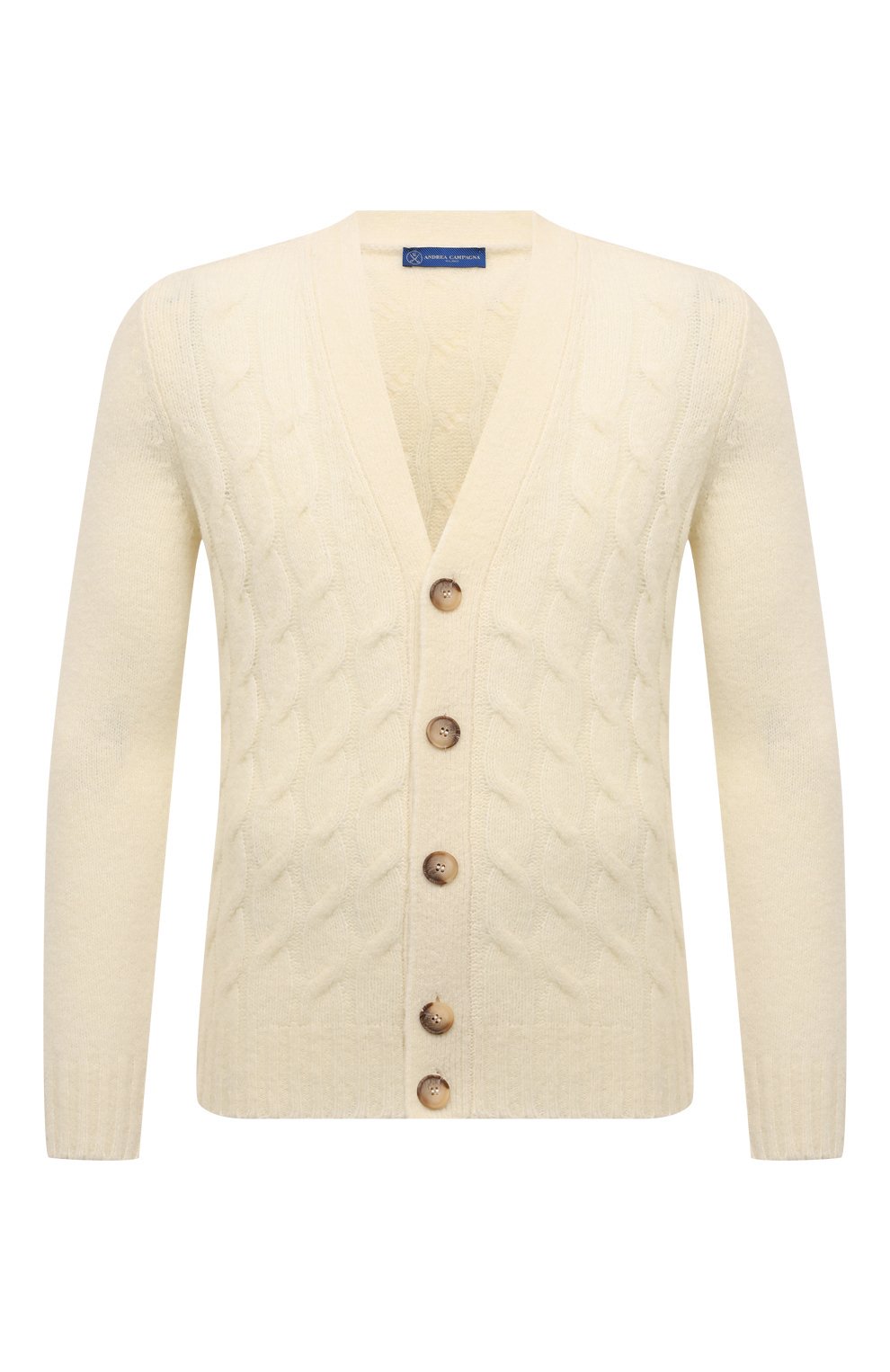 Шерстяной кардиган ANDREA CAMPAGNA кремового цвета по цене 58750 руб., арт. 13134/24013, фото 1 Шерстяной кардиган ANDREA CAMPAGNA, арт. 13134/24013, фото 1