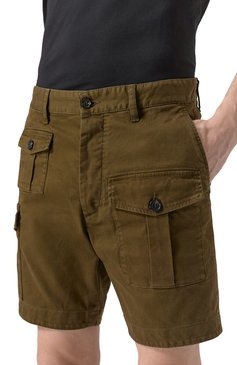 Мужские джинсовые шорты DSQUARED2 хаки цвета, арт. S74MU0780/S39021 | Фото 5 (Длина Шорты М: До колена; Материал сплава: Проставлено; Драгоценные камни: Проставлено; Кросс-КТ: Деним; Силуэт М (брюки): Карго; Случай: Повседневный; Принт: Без принта; Материал внешний: Деним, Хлопок; Стили: Милитари)