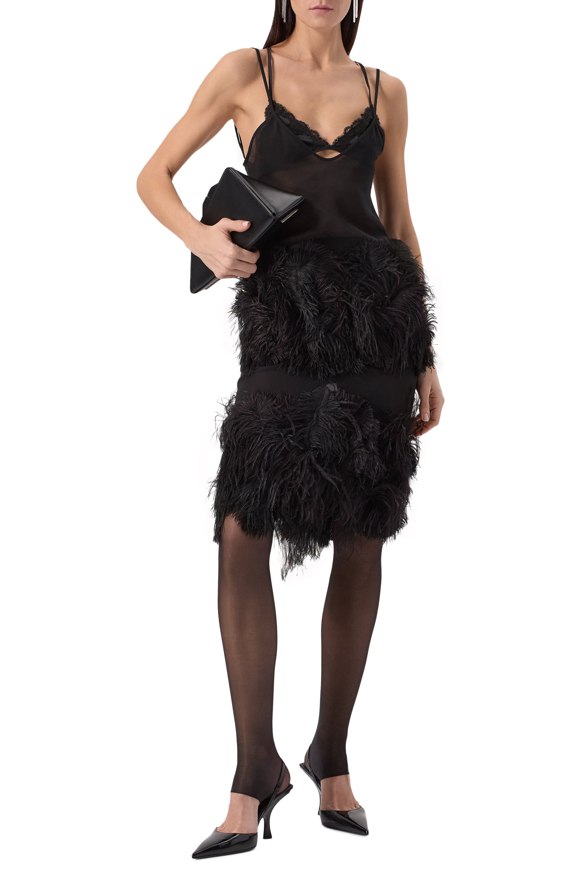 Платье с отделкой перьями страуса THE ATTICO, арт. 250WCW00203/PAA085RA, фото 2