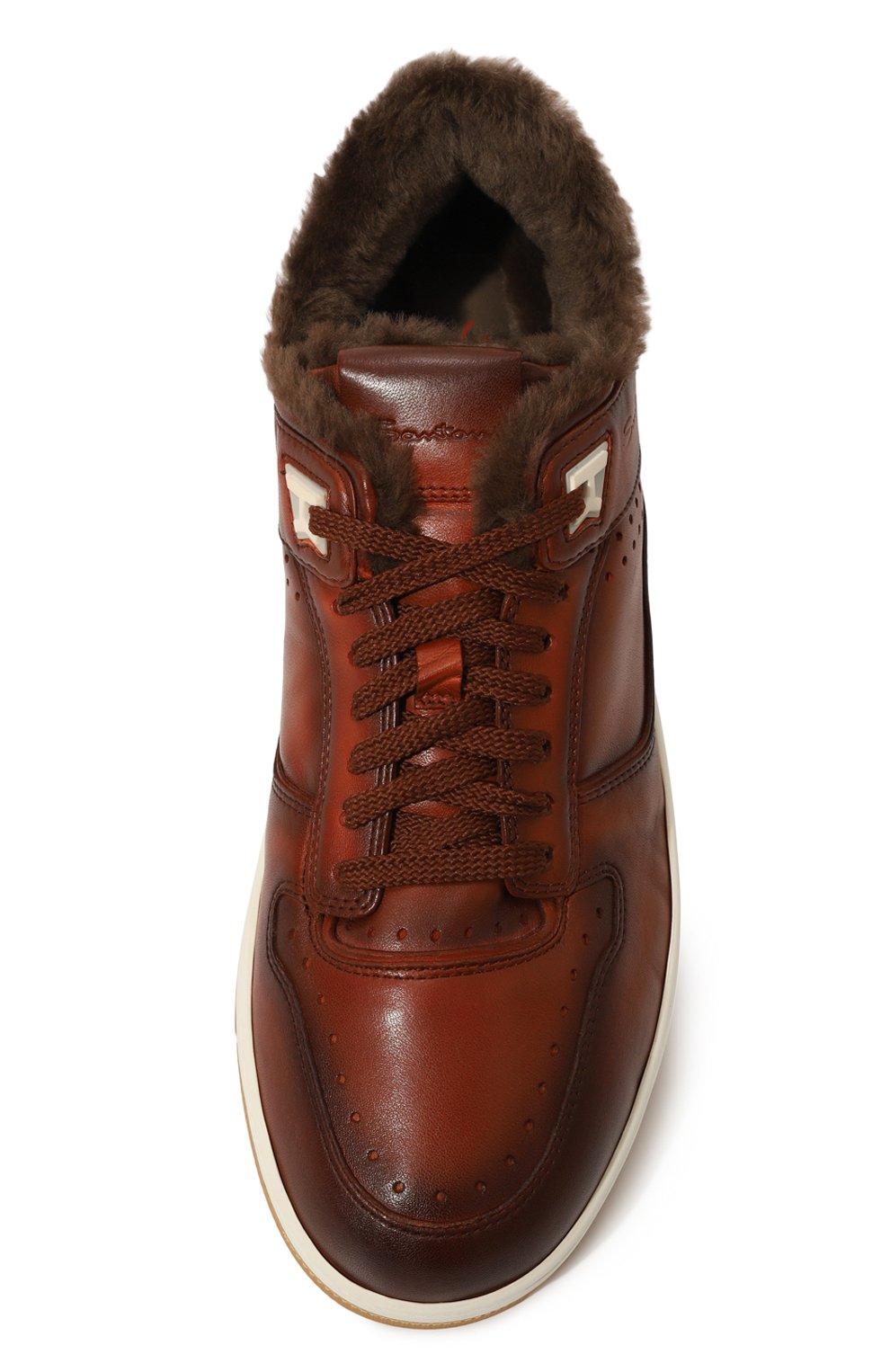 Кожаные кеды sneak-air SANTONI коричневого цвета по цене 69950 руб., арт. MBSG22015BAMPGHV, фото 6 Кожаные кеды sneak-air SANTONI, арт. MBSG22015BAMPGHV, фото 6