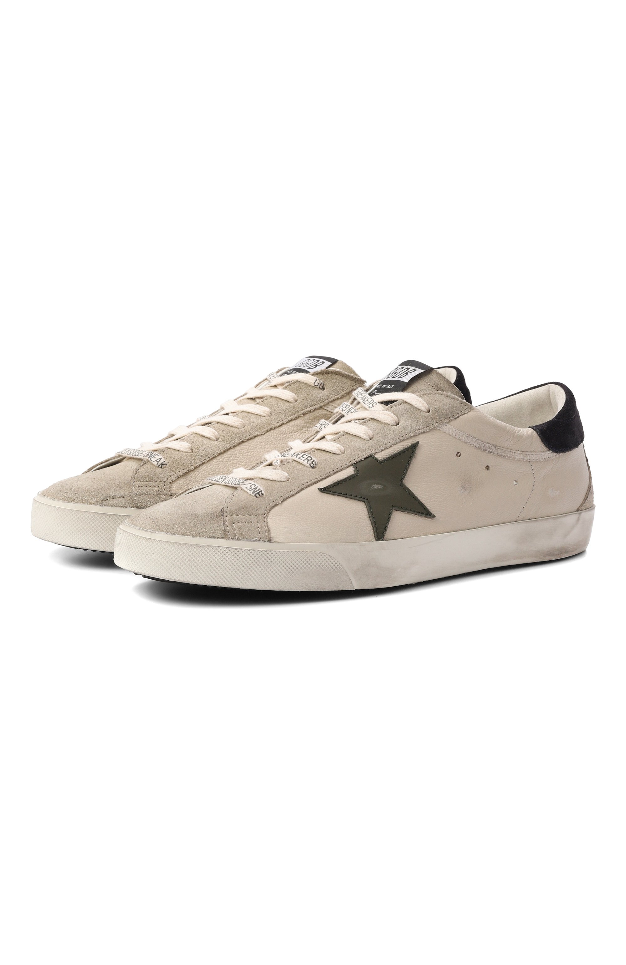 Кожаные кеды super-star GOLDEN GOOSE DELUXE BRAND кремового цвета по цене 72650 руб., арт. GMF00102.F008728, фото 1 Кожаные кеды super-star GOLDEN GOOSE DELUXE BRAND, арт. GMF00102.F008728, фото 1
