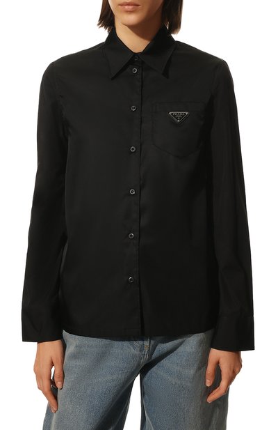 Хлопковая рубашка PRADA черного цвета по цене 105000 руб., арт. P408F-10UR-F0002-211, фото 3 Хлопковая рубашка PRADA, арт. P408F-10UR-F0002-211, фото 3