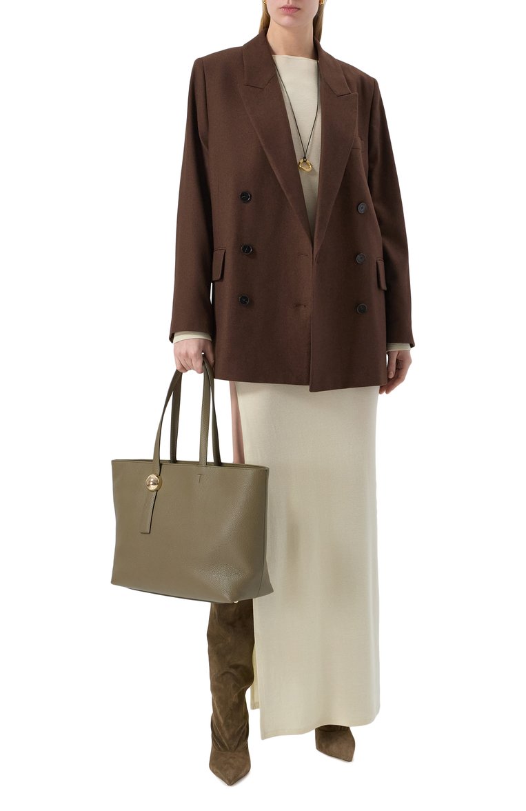 Женская сумка-тоут sfera large FURLA темно-зеленого цвета, арт. WB01353/HSF000 | Фото 7 (Размер: large; Материал: Натуральная кожа; Автоматизация состава: Проставлено; Автоматизация ТО: Проставлено)
