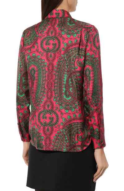 Шелковая рубашка GUCCI разноцветного цвета по цене 158400 руб., арт. 653209 ZAGI7, фото 4 Шелковая рубашка GUCCI, арт. 653209 ZAGI7, фото 4