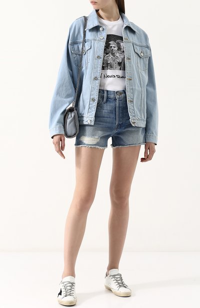 Джинсовые мини-шорты с потертостями FRAME DENIM, арт. RRL0SH039, фото 2