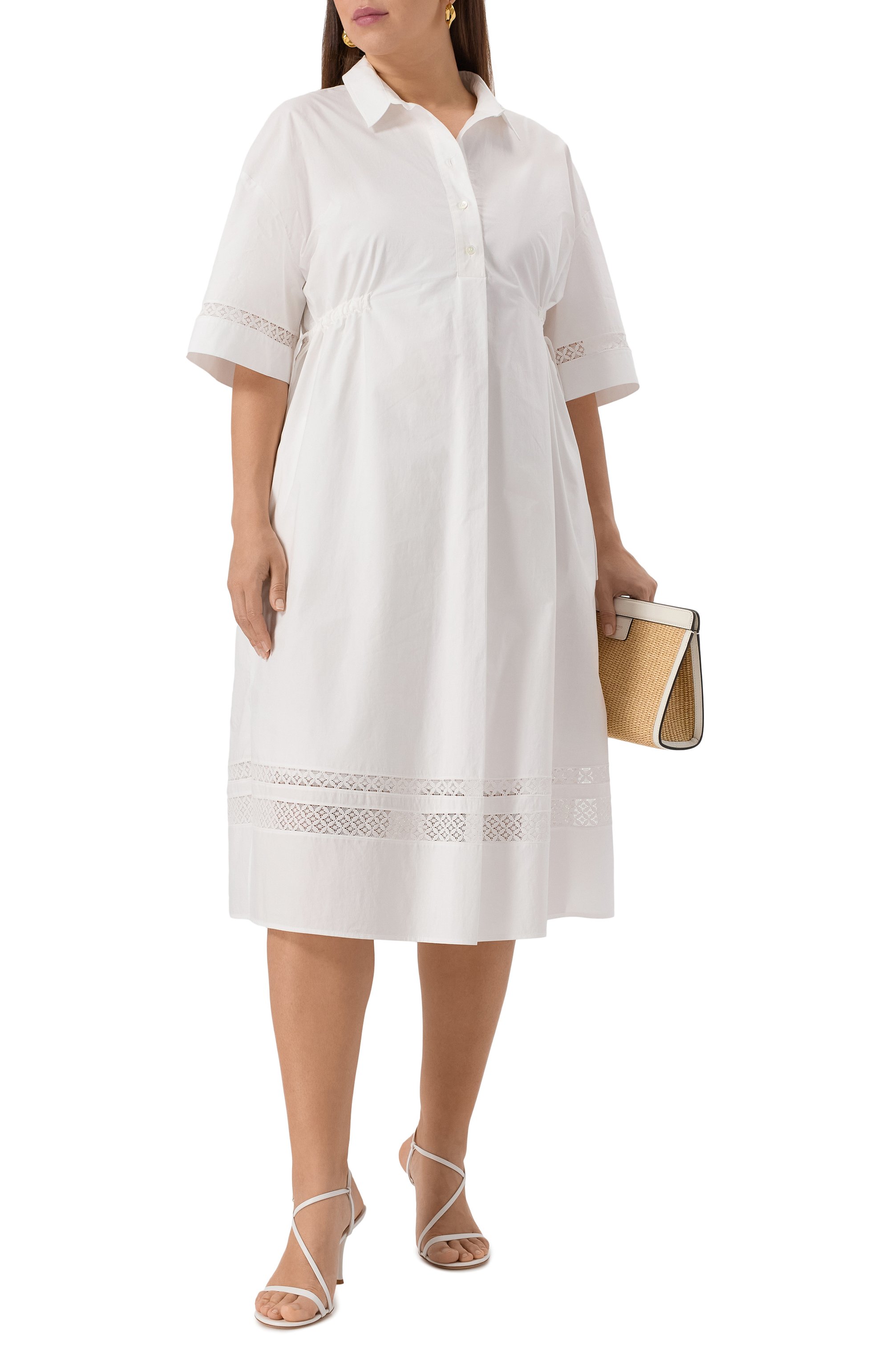 Хлопковое платье MARINA RINALDI VOYAGE белого цвета по цене 59900 руб., арт. STIRIA, фото 2 Хлопковое платье MARINA RINALDI VOYAGE, арт. STIRIA, фото 2