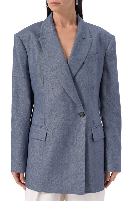 Жакет изо льна и шерсти Brunello Cucinelli MG5107265P Синий  MG5107265P Фото 3