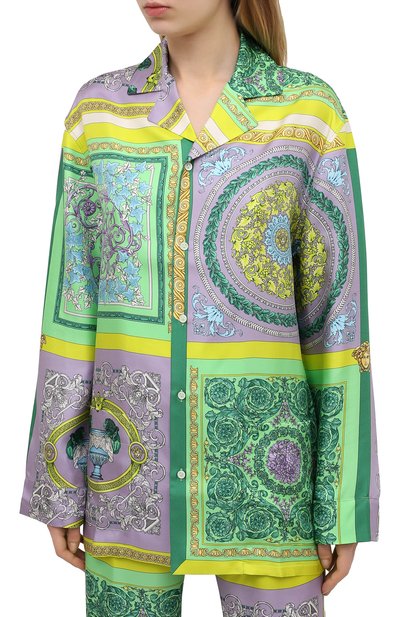 Шелковая рубашка VERSACE сиреневого цвета по цене 151000 руб., арт. AUD05056/1F00508, фото 3 Шелковая рубашка VERSACE, арт. AUD05056/1F00508, фото 3