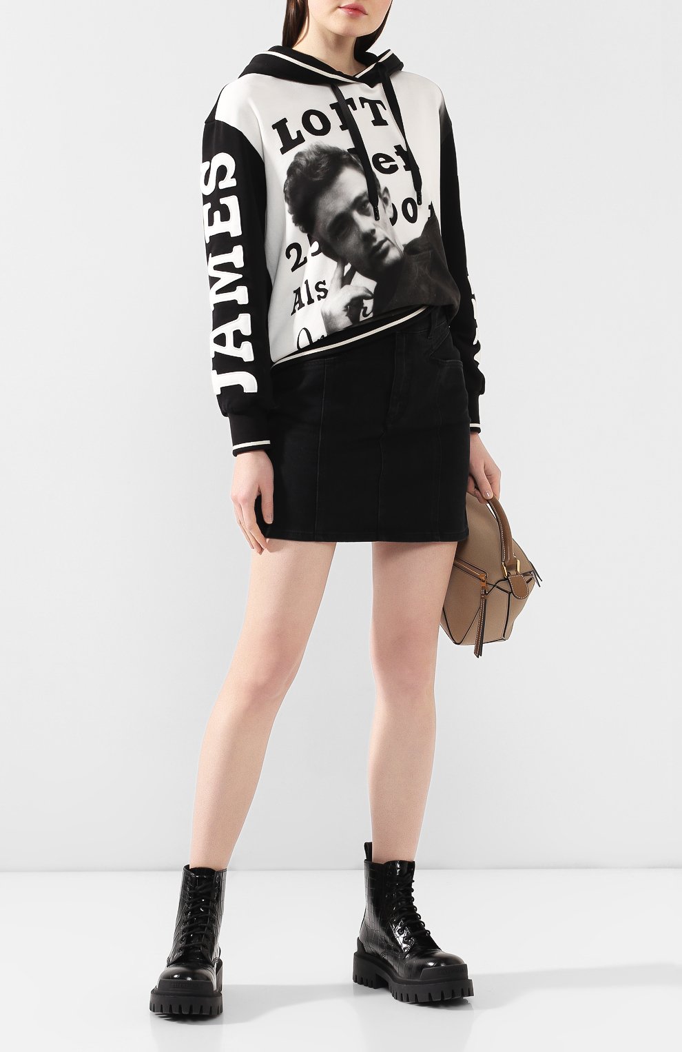 Хлопковое худи DOLCE & GABBANA черно-белого цвета по цене 74950 руб., арт. F9F07Z/G7VZH, фото 2 Хлопковое худи DOLCE & GABBANA, арт. F9F07Z/G7VZH, фото 2