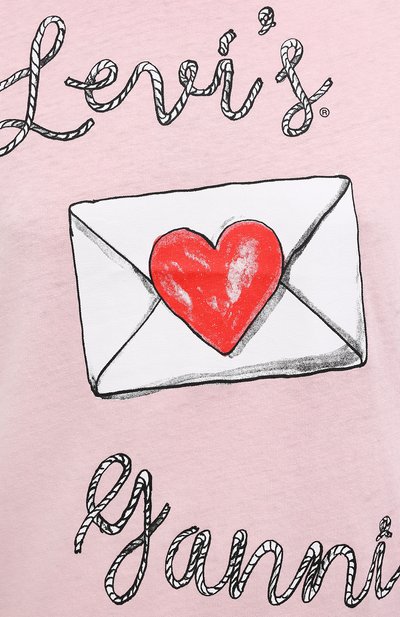 Хлопковая футболка ganni x levi's GANNI светло-розового цвета по цене 12650 руб., арт. T2827, фото 5 Хлопковая футболка ganni x levi's GANNI, арт. T2827, фото 5