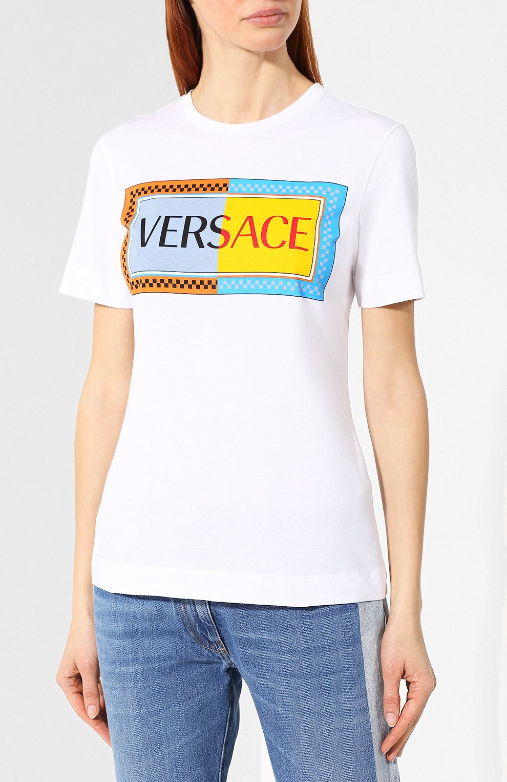 Хлопковая футболка VERSACE белого цвета по цене 38450 руб., арт. A82247/A228806, фото 3 Хлопковая футболка VERSACE, арт. A82247/A228806, фото 3