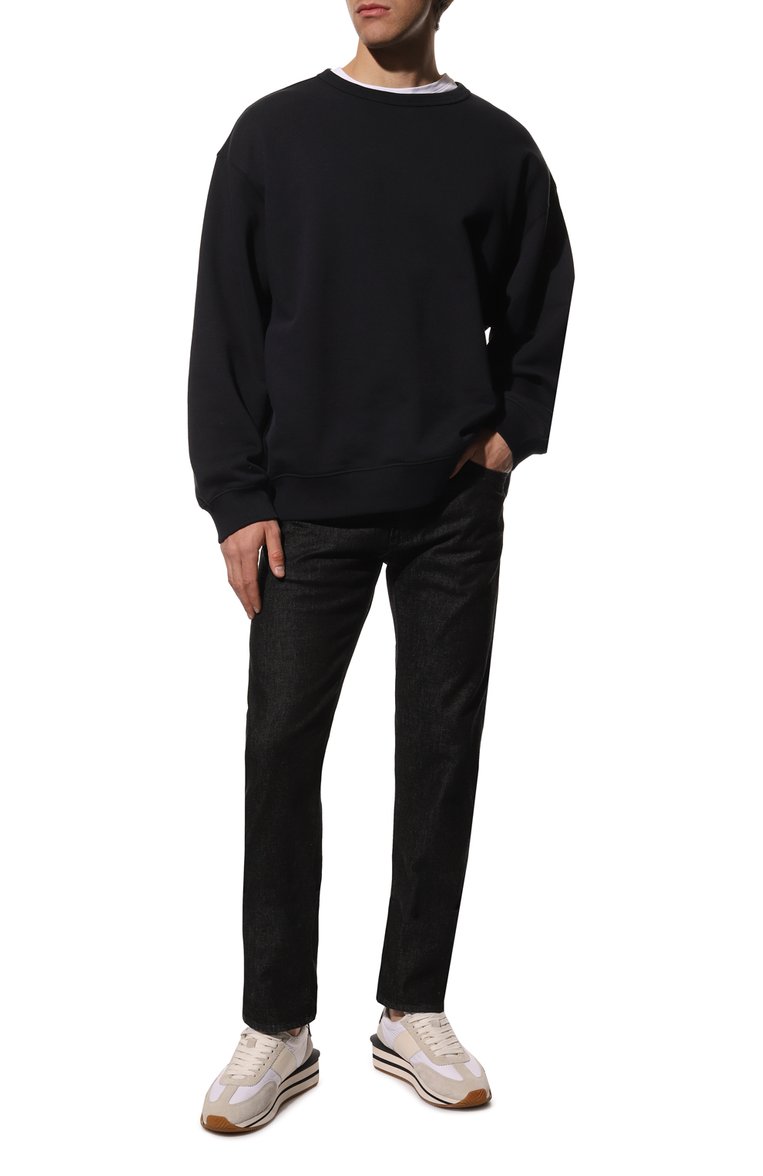 Мужские джинсы GIORGIO ARMANI черного цвета, арт. 6LSJ15/SD2ZZ | Фото 2 (Силуэт М (брюки): Прямые; Кросс-КТ: Деним; Материал внешний: Хлопок, Деним; Длина (брюки, джинсы): Стандартные; Материал сплава: Проставлено; Драгоценные камни: Проставлено; Стили: Повседневный)