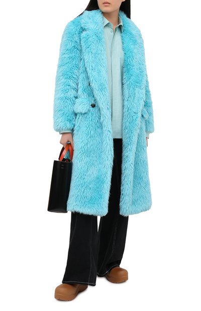 Шуба из экомеха MSGM голубого цвета по цене 69500 руб., арт. 2942MDC113 207675, фото 2 Шуба из экомеха MSGM, арт. 2942MDC113 207675, фото 2
