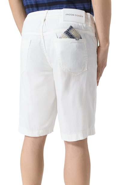Шорты из хлопка и льна JACOB COHEN белого цвета по цене 54950 руб., арт. 25E P/JUM_0E003 036 S4269 TR, фото 4 Шорты из хлопка и льна JACOB COHEN, арт. 25E P/JUM_0E003 036 S4269 TR, фото 4