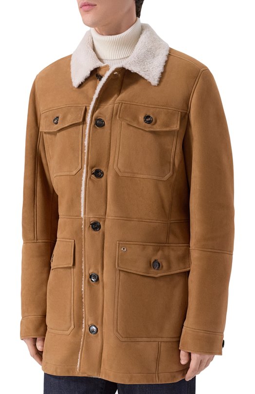 Дубленка из овчины Stefano Ricci M7J4300150/LAC0NY Коричневый  M7J4300150/LAC0NY Фото 3