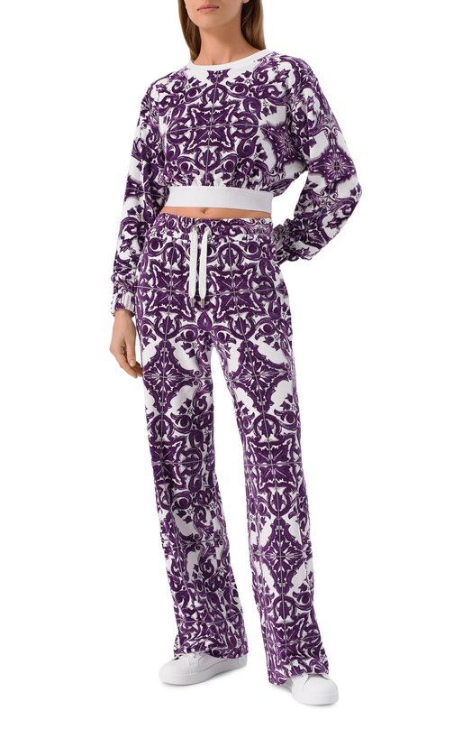 Хлопковый свитшот Dolce & Gabbana F9R09T/HJMP9 Фиолетовый  F9R09T/HJMP9 Фото 2