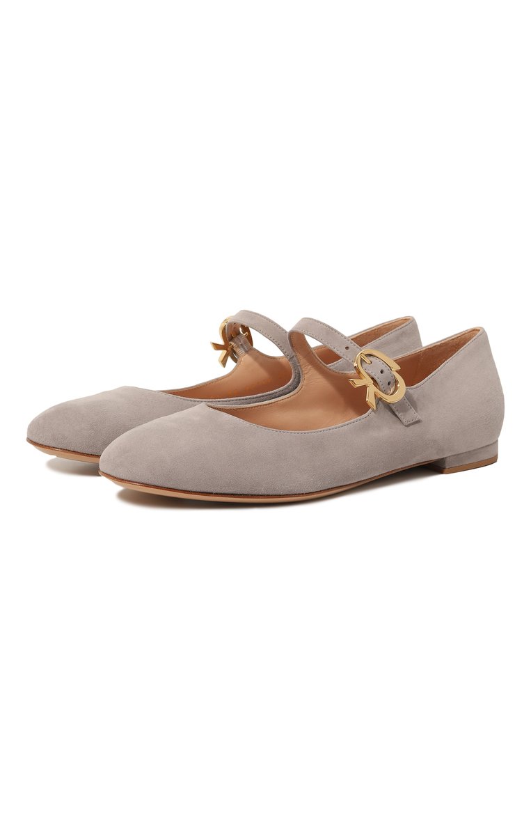 Женские замшевые балетки mary ribbon 05 GIANVITO ROSSI серого цвета, арт. G22164.05CU0.CAMSHAD | Фото 1 (Материал внутренний: Натуральная кожа; Каблук высота: Низкий; Подошва: Плоская; Материал внешний: Замша, Натуральная кожа)