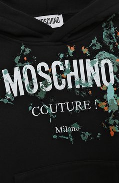 Детского спортивный костюм MOSCHINO черного цвета, арт. HUK03S/LCA23/4-8 | Фото 6 (Рукава: Длинные; Материал сплава: Проставлено; Материал внешний: Хлопок; Драгоценные камни: Проставлено; Мальчики Кросс-КТ: Костюмы-спорт; Ростовка одежда: 6 лет | 116 см, 8 лет | 128 см)