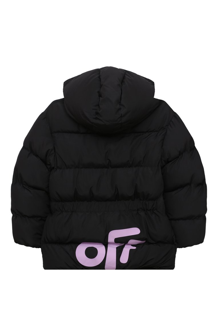 Детская стеганая куртка OFF-WHITE черного цвета, арт. OGED002F22FAB0011030 | Фото 2 (Рукава: Длинные; Материал внешний: Синтетический материал; Материал сплава: Проставлено; Материал подклада: Синтетический материал; Драгоценные камни: Проставлено; Ростовка одежда: 10 - 11 лет | 140 - 146см, 12 лет | 152 см, 4 года | 104 см, 6 лет | 116 см, 8 лет | 128 см)