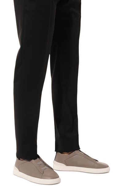 Кожаные кеды triple stitch ZEGNA коричневого цвета по цене 117000 руб., арт. LH0TA/S5207Z, фото 3 Кожаные кеды triple stitch ZEGNA, арт. LH0TA/S5207Z, фото 3