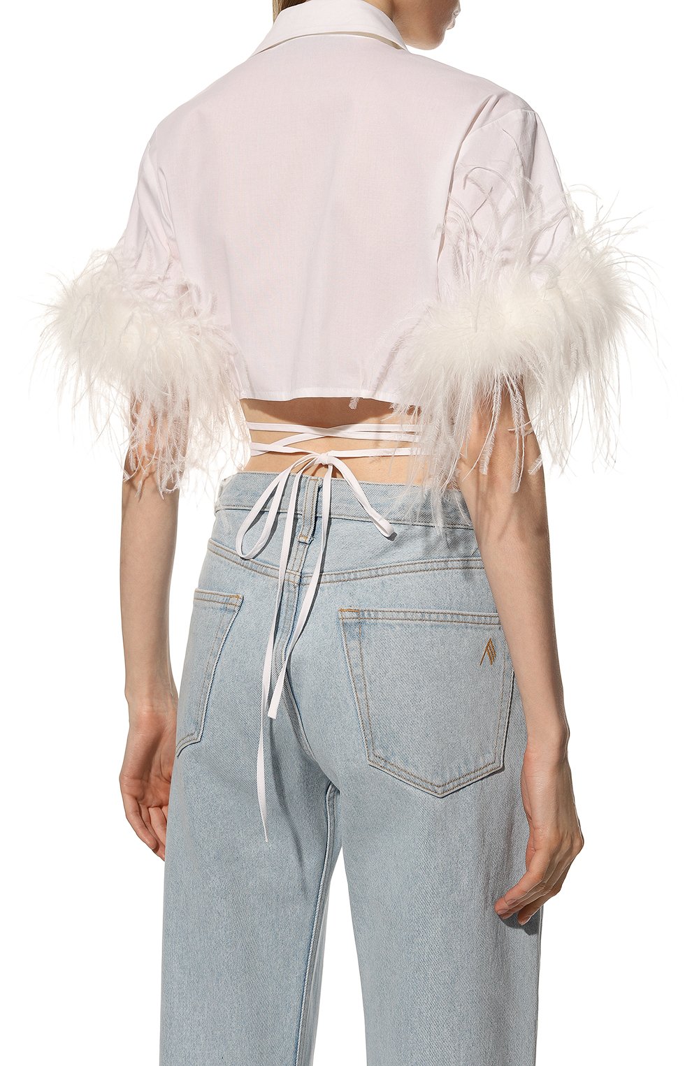 Хлопковый топ с отделкой перьями GIUSEPPE DI MORABITO, арт. PS23135T0-P-126, фото 4