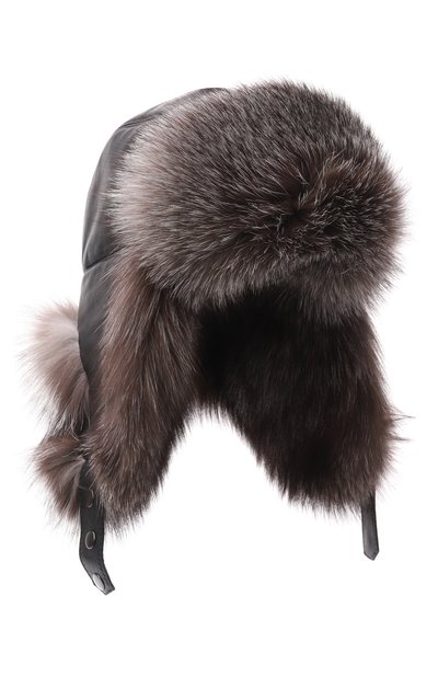 Мужская кожаная шапка-ушанка майкл с мехом лисы FURLAND, арт. 0201402810124600000