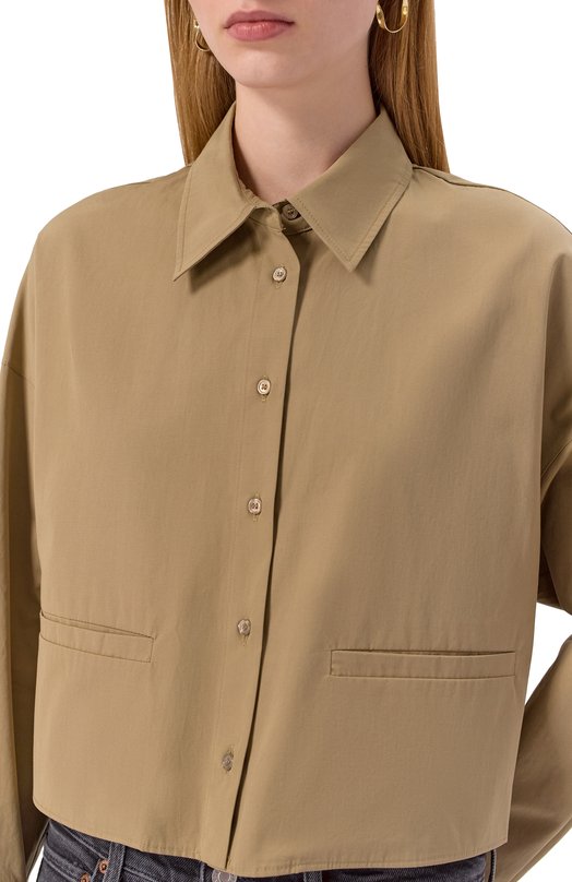 Хлопковая рубашка Weekend Max Mara SVAG0 Бежевый  SVAG0 Фото 5