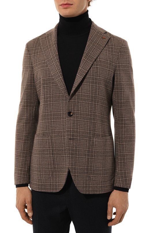 Пиджак из хлопка и шерсти Sartoria Latorre JD74/JG051 Коричневый  JD74/JG051 Фото 5