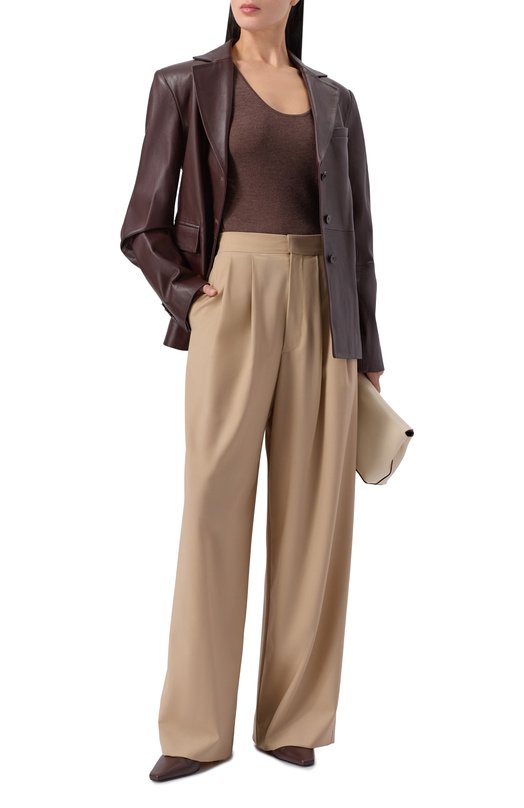 Топ из шерсти и шелка 12 STOREEZ 135414 Коричневый  135414 Фото 2