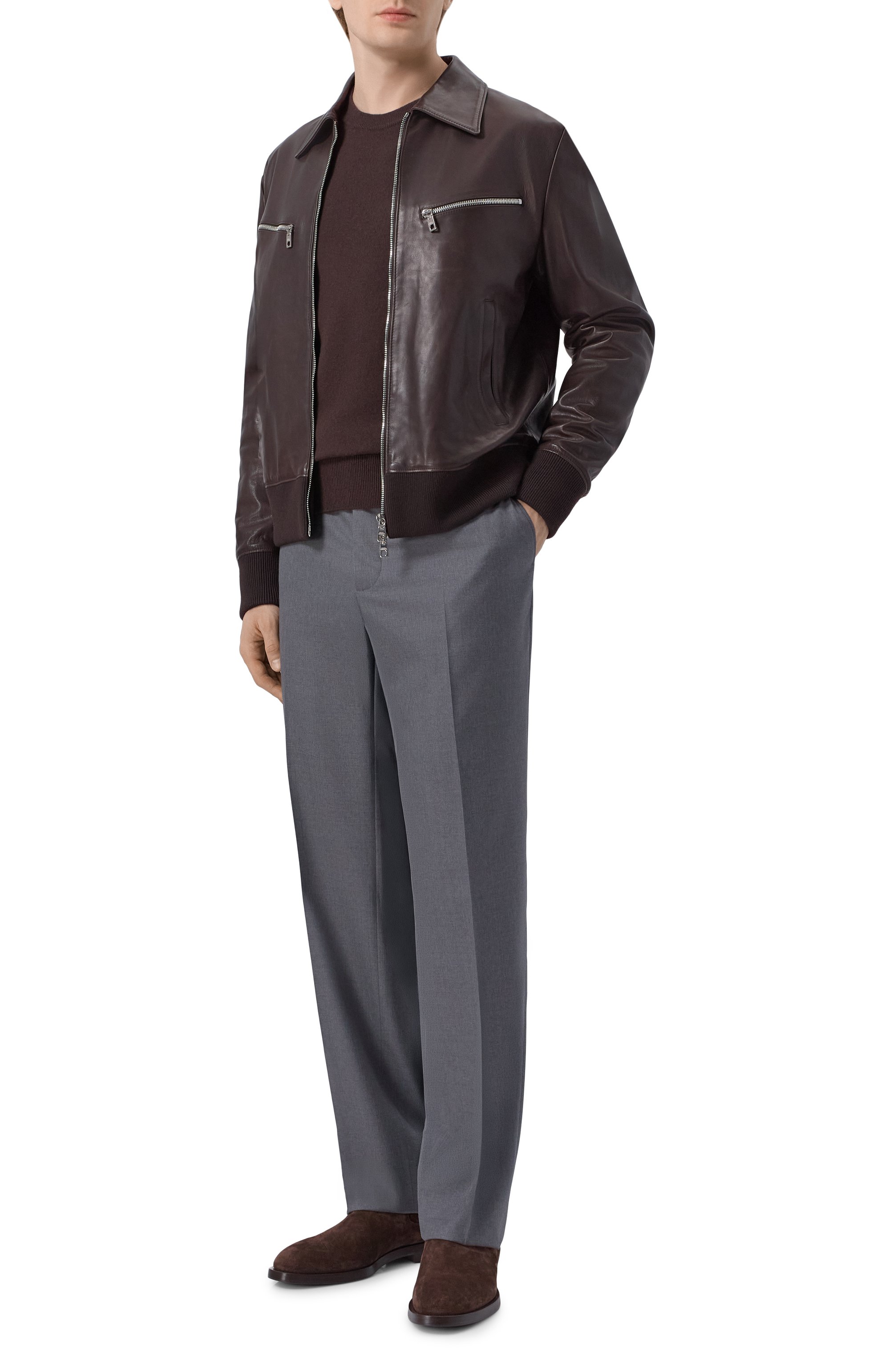 Брюки из шерсти и шелка MVST темно-серого цвета по цене 116500 руб., арт. M26.CSM.T410/953-W00L/SILK, фото 2 Брюки из шерсти и шелка MVST, арт. M26.CSM.T410/953-W00L/SILK, фото 2