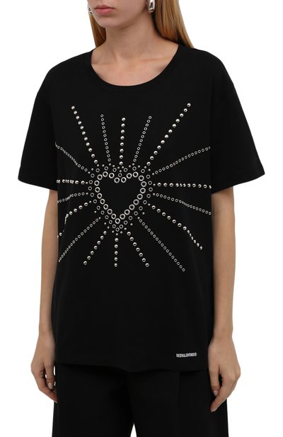 Хлопковая футболка REDVALENTINO черного цвета по цене 21600 руб., арт. WR0MG12K/683, фото 3 Хлопковая футболка REDVALENTINO, арт. WR0MG12K/683, фото 3