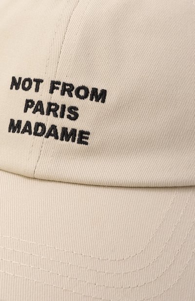 Хлопковая бейсболка DROLE DE MONSIEUR кремового цвета по цене 10700 руб., арт. PERM-CP151-C0138-MT, фото 4 Хлопковая бейсболка DROLE DE MONSIEUR, арт. PERM-CP151-C0138-MT, фото 4