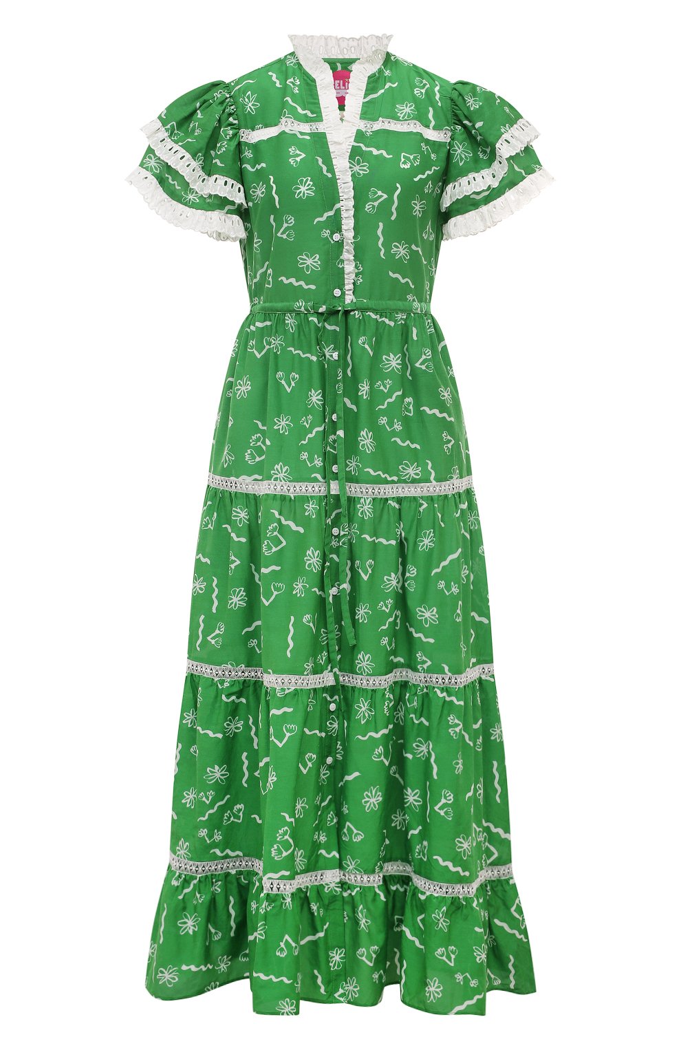 Платье из хлопка и шелка CELIAB зеленого цвета по цене 36150 руб., арт. RS24-CB-D16, фото 1 Платье из хлопка и шелка CELIAB, арт. RS24-CB-D16, фото 1